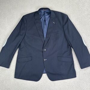 Oak Hill Blazer Men 3XLT 54/56 Tall Blue Elbow Patch Cotton Sport Coat Dual Vent